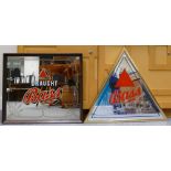 Vintage advertising mirrors for Bass Draught and similar Triangle shaped item,