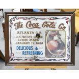 Vintage framed advertising mirror featuring Coca Cola dimensions 76 x 59cm