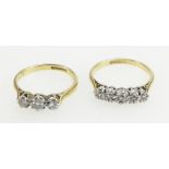 Two 18ct gold and platinum set diamond rings, 6.