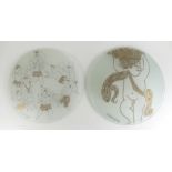 Rosenthal Studio abstract large glass dishes decorated with playful fairies designed by Andy Warhol,