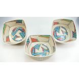 Rosenthal Dorothy Hafner pottery. Three bowls. 24cm x 8.5cm high max.