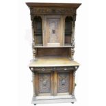 19th Century carved oak Belgian bookcase,