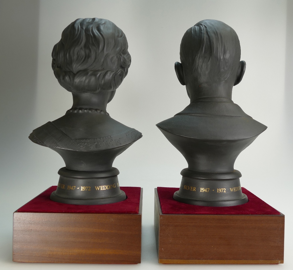 Pair of cased limited edition Royal Doulton black basalt busts of QEII and Prince Philip. - Image 2 of 4