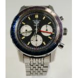 Heuer - Autavia GMT Chronograph Watch with original stainless steel bracelet marked Heuer,