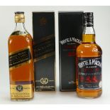 Johnnie Walker Black Label old scotch whisky and Whyte & Mackay Special scotch whisky,