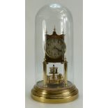 Gustav Becker brass 400 day anniversary clock in glass dome,