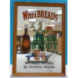 Vintage framed advertising mirror for Whitbread's London Stout dimensions 89cm x 64cm
