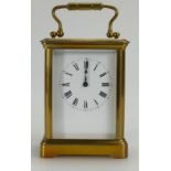 Carriage clock in brass case, with key. Not working.