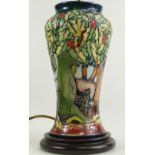 Moorcroft Holly Hatch table lamp from the New Forest Collection, height of base, 28cm high.