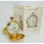 Gentleman's 18ct gold English keyless repeating chronograph and calendar watch.