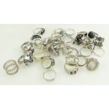 Selection of x 37 sterling silver rings - 170.