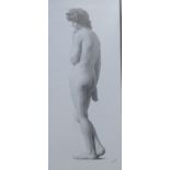 Kenneth Edwin Wootton, a pencil drawing of a nude study of a woman standing in black frame,