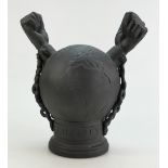 Wedgwood black basalt sculpture of two chained arms and globe "Equality & Freedom" anti-slavery