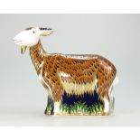 Royal Crown Derby Paperweight Nanny Goat with gold stopper. Boxed.