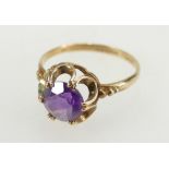 9ct gold ladies amethyst dress ring (size Q), 2.