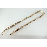 9ct gold part watch chain, damaged/missing link. 19.4g.