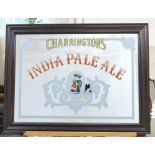 Vintage framed advertising mirror featuring Charringtons India Pale ale dimensions 74 x 56cm