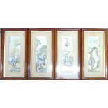 Late 19th Century framed Chinese over painted prints with household scenes.