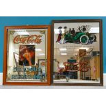 Vintage framed advertising mirrors for Coca Cola Delicious and Refreshing and Drink Pepsi Cola