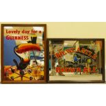 Vintage framed advertising mirrors featuring Newcastle Brown Ale and Lovely Day for a Guiness