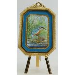 Lynton Porcelain company miniature plaque handpainted with a Kingfisher by S D Nowaki,