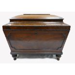 George III mahogany wine cooler fitted lead liner, the top inlaid with brass elephant,