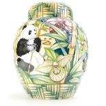 Moorcroft ginger jar & cover decorated with pandas in limited edition of 150 signed Sian Leeper,