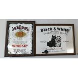 Vintage advertising mirrors for Black and White Buchanan's choice old scotch whisky and Jack