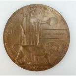 A first world war bronze death plaque for John Holland