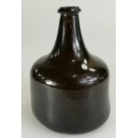 Bottle - hand made onion shaped wine bottle late 17th/early18th century. Tiny pin head chip to rim.