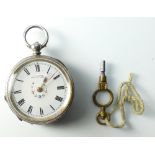 Ladies silver cased pocket watch with key