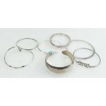 Selection of 7 sterling silver bangles. Weight 77.