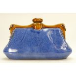 Bourne Denby unusual blue and caramel coloured stoneware hot water bottle 25cm wide.