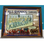 Vintage framed advertising mirror for All Ranks Marcella cigars,