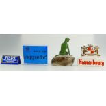 A collection of advertising items to include Carlsberg ceramic figure of Lady on Rock,