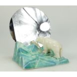 Rare Beswick vanity mirror as polar bear on glacier, model no 287, 15 x 12.