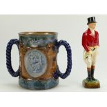 Royal Doulton Stoneware two handled loving cup Lord Nelson, blue colourway, height 14.