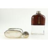 James Dixon & Son silver top spirit flask with plated section to base,