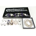 Collection of silver jewellery 12 pieces with certificates or details, mostly gem set,