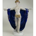 Rosenthal Bavaria early 20th century figure of semi naked lady in blue ceremonial robe with arms