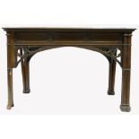 Oak carved gothic style table with a lift up top