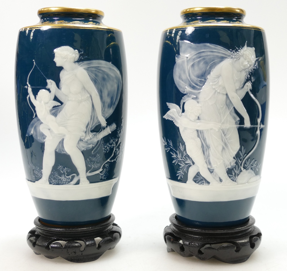 A pair of Minton Pâte-sur-Pâte vases by Alboin Birks, late 19th/early 20th century, - Image 2 of 5