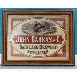 Vintage framed advertising poster for John Barras and co, Bath Lane Brewery,