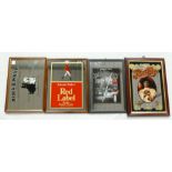 A collection of framed advertising mirrors to include Pepsi Cola, Jack Daniels,