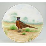 Coalport plate hand painted with a pheasant by J French,