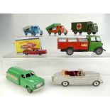 A collection of Matchbox and Dinky toy items to include Castrol tanker, Dodge tipping wagon,