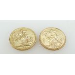 Two Victorian 22ct gold full sovereign coins 1884 & 1888