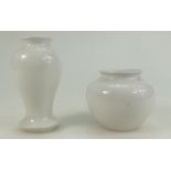 William Moorcroft small vase and squat vase undecorated in white glaze, tallest height 10.