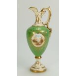 Coalport handled ewer gilded & hand painted with scenes of Loch Awe by E Ball,