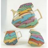 Rosenthal Dorothy Hafner pottery. Teapot (19cm high), sugar and cream.